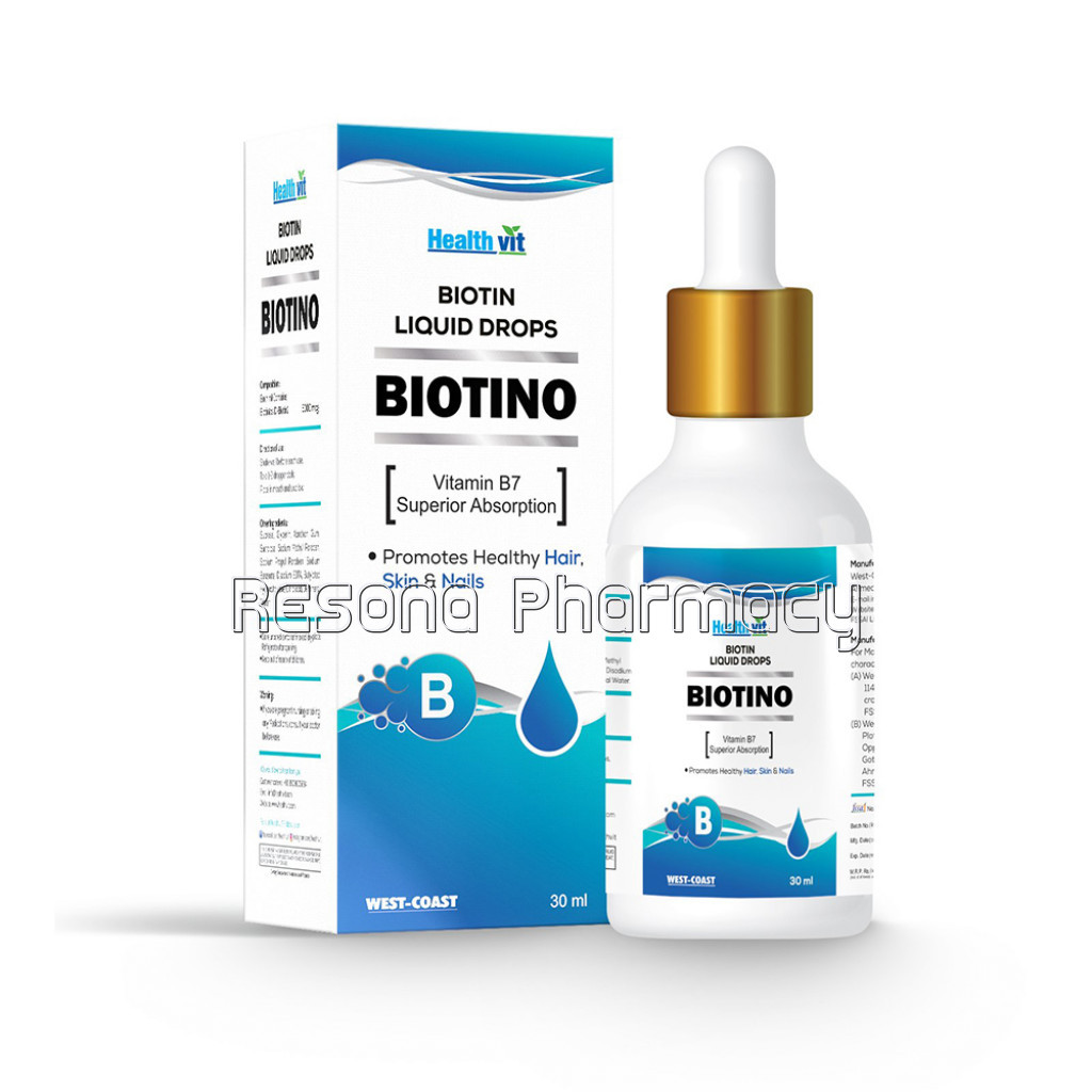 Healthvit Biotino Liquid Drops   30Ml, No Artificial Preservatives, Vegan Friendly, Supports Healthy Hair Growth, Strong Ils And Glowing Skin
