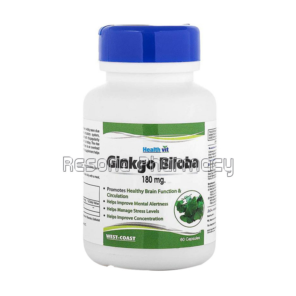 Healthvit Ginkgo Biloba (Supports Memory, Focus and Clarity)   180Mg