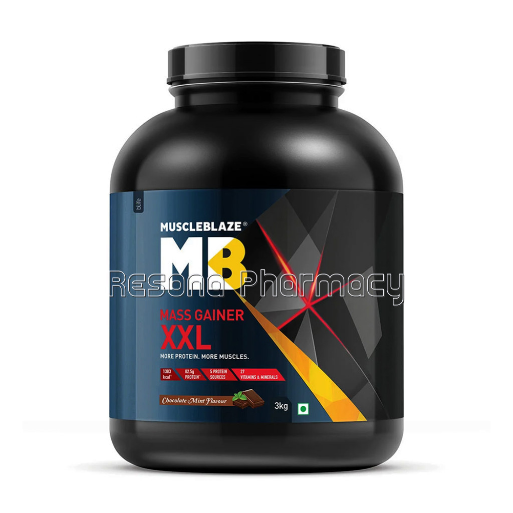 Muscleblaze Mass Gainer Xxl With Complex Carbs And Proteins In 3:1 Ratio 6.6Ib Chocolate Mint