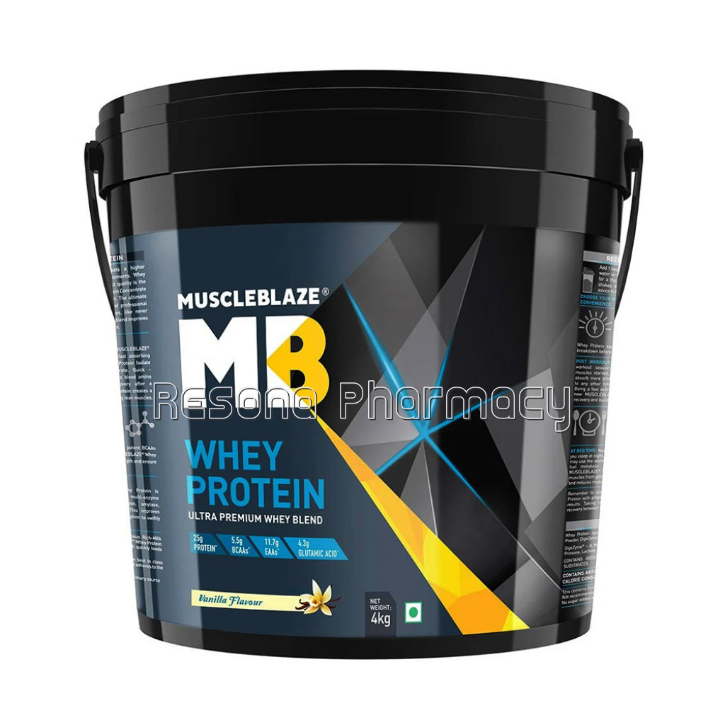 Muscleblaze 100% Whey Protein Supplement Powder With Digestive Enzyme 8.8Ib Vanilla