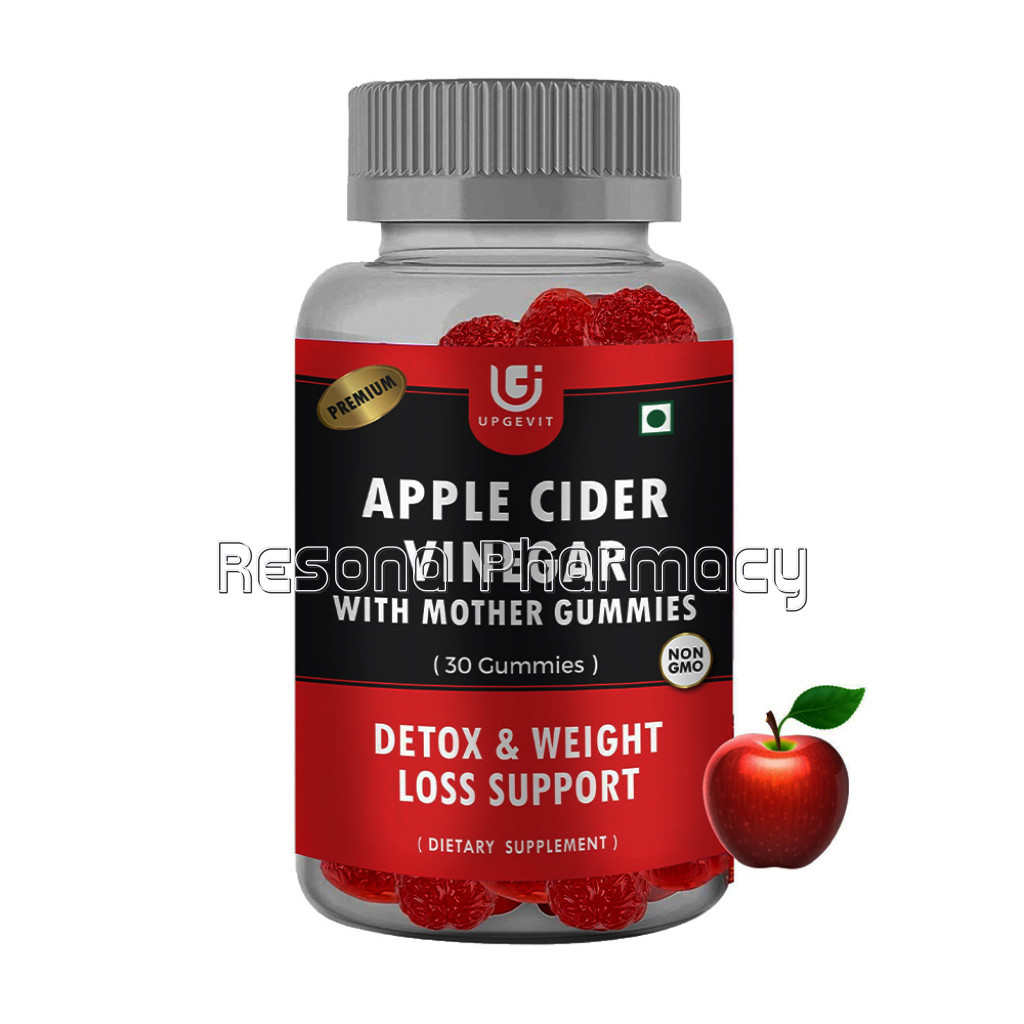 Upgevit Apple Cider Vinegar With The Mother Black Current Flavour Gummies Support Weight Loss | Boost Immunity, Digestion, Detox For Men And Women – 30 Veg Gummies