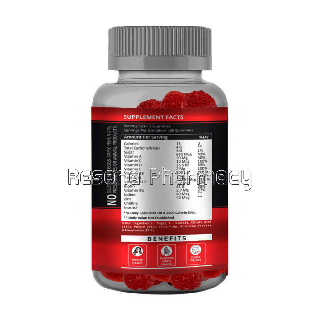 Upgevit Hair Gummies With 10000Mcg Biotin For Healthy Hair, Strawberry Flavour With Hair Vitamins | Vitamin A, Vitamin C, Vitamin E and Zinc | 30 Veg Gummies