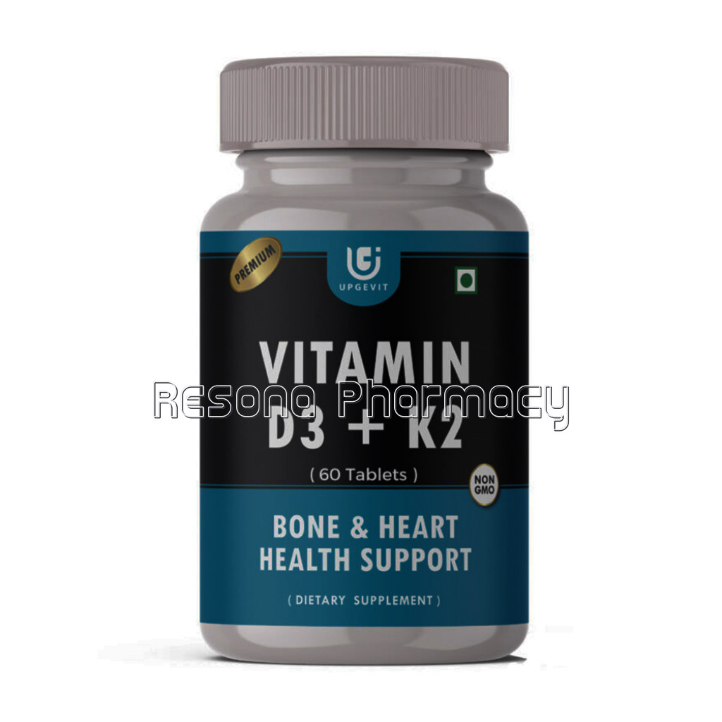 Upgevit Vitamin D K2 Mk7 Supplements With NaNaturalCholecalciferol, Support Bone Strength and Heart Health and Immunity For Men and Women – 60 Veg Tablets