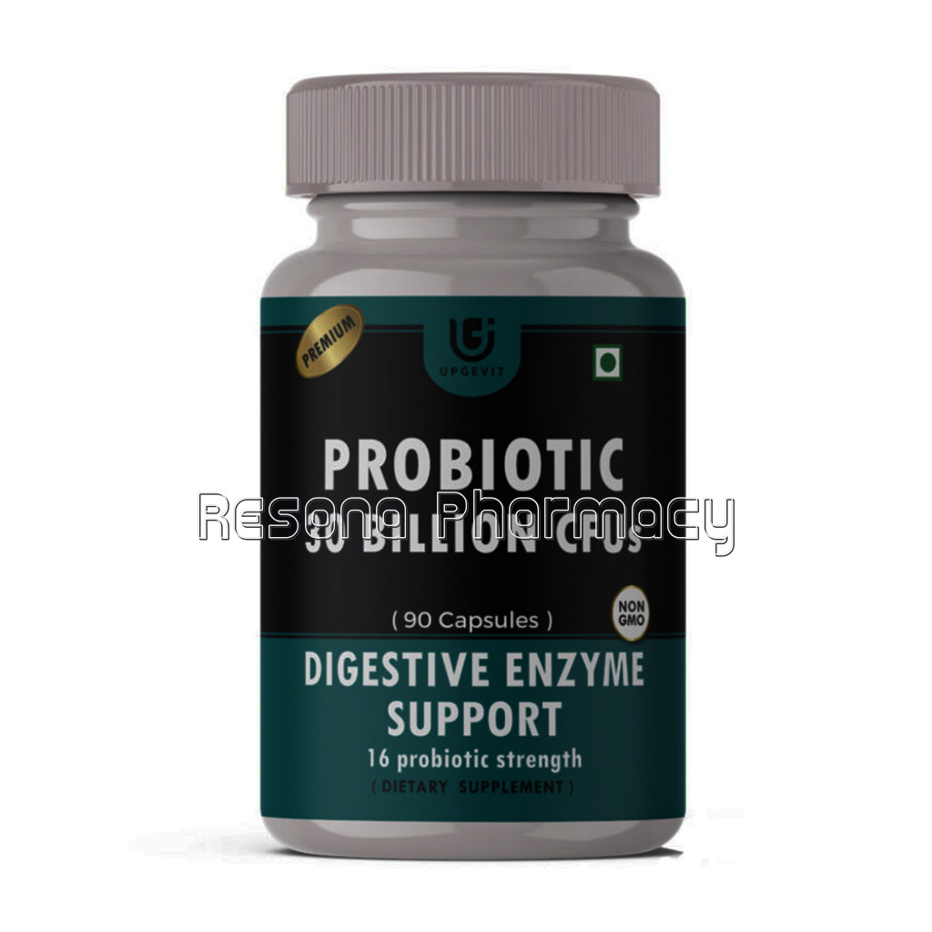 Upgevit Probiotics and Prebiotics Lactobacillus Acidophilus, Saccharomyces Boulardii, Vsl3 Supplement 30 Billion Cfu For Men And Women, 16 Strains With Prebiotics – 90 Veg Capsules