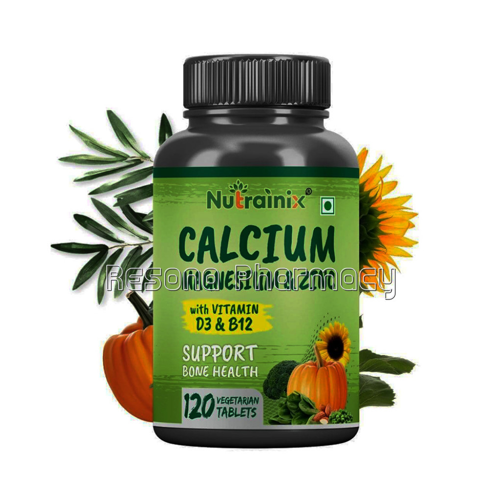 Nutrainix Calcium Vitamin D3, Zinc, Magnesium And B12 Bone Health Supplement  120 Vegetarian Tablets