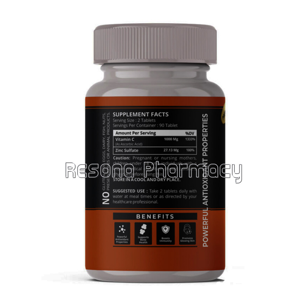 Upgevit Vitamin C 1000Mg With Zinc 27.3Mg Supplement, Boost Immunity, Antioxidant and Skincare For Men and Women Orange Flavour – 90 Veg Chewable Tablets