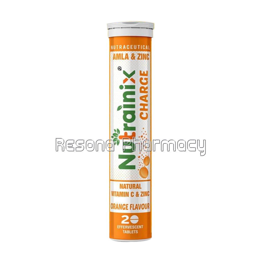 Nutrainix Charge Vitamin C Antioxidant 1000 Mg – NaNaturalAmla For Immunity – 20 Effervescent Tablets – Orange Flavour