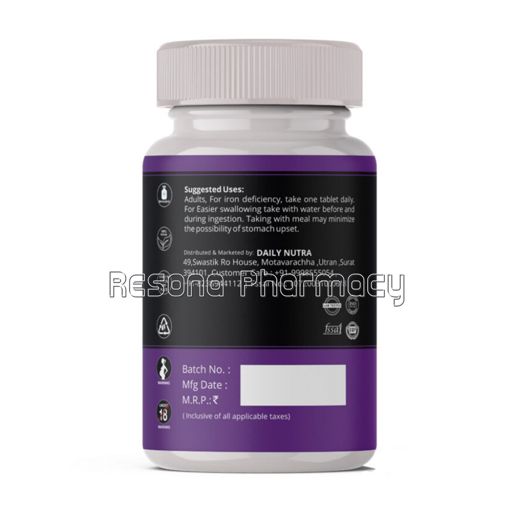 Upgevit Iron 65Mg With Folic Acid and Calcium Supplement Support Red Blood Cell Production 90 Veg Tablets