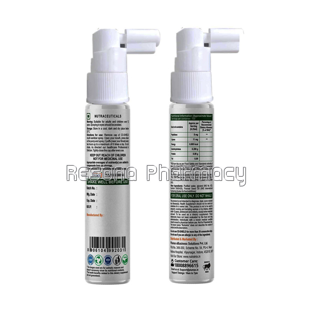 Nutrainix Co Shield Mouth Sanitizer Spray – Protect Germs And Infection – 25 Ml