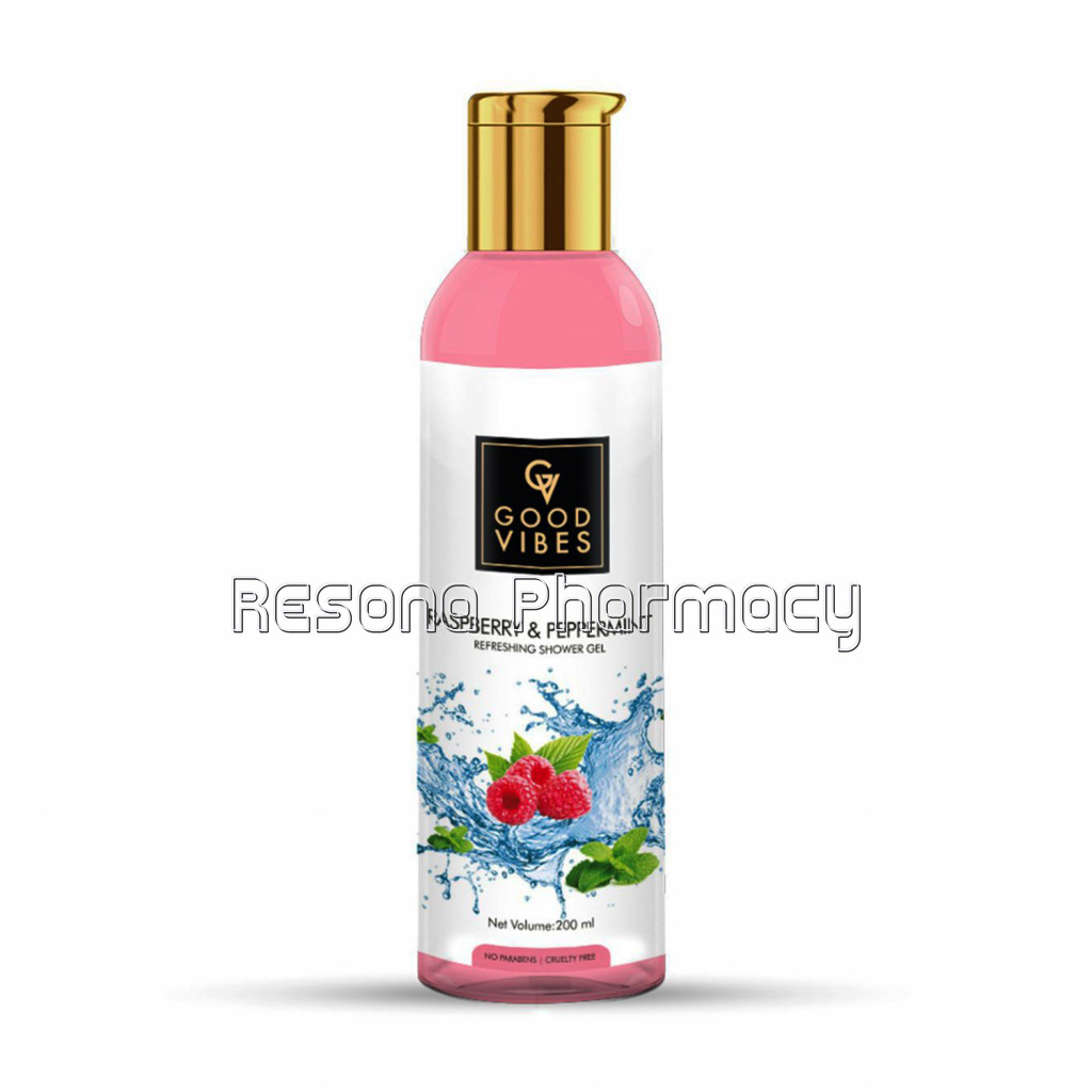 Good Vibes Refreshing Shower Gel (Body Wash)   Raspberry and Peppermint (200 Ml)
