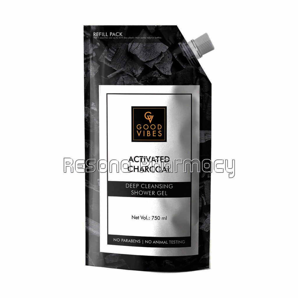 Good Vibes Deep Cleansing Shower Gel (Body Wash)   Activated Charcoal Value Pack (750 Ml)