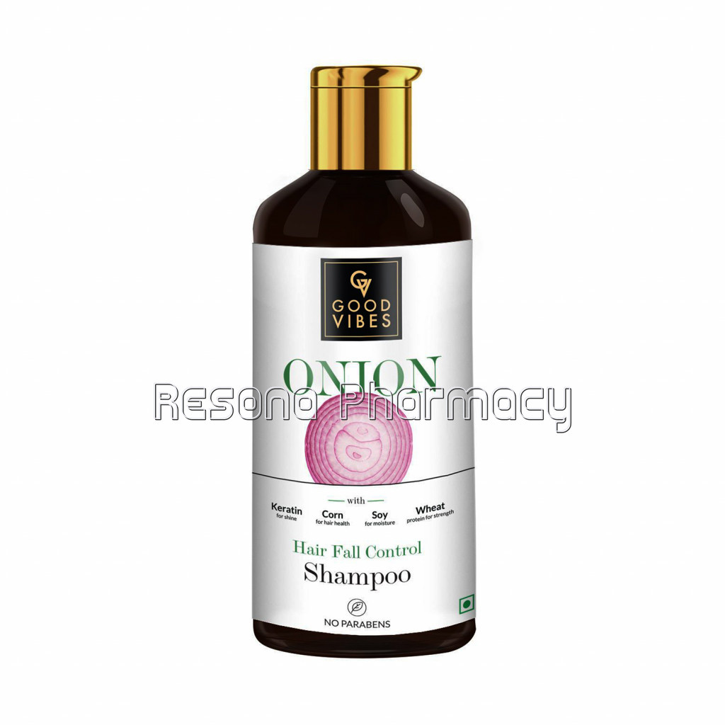Good Vibes Onion Hairfall Control Shampoo With Keratin For Shine Corn For Hair Health Wheat Protein For Strength and Soy For Moisture (300 Ml)