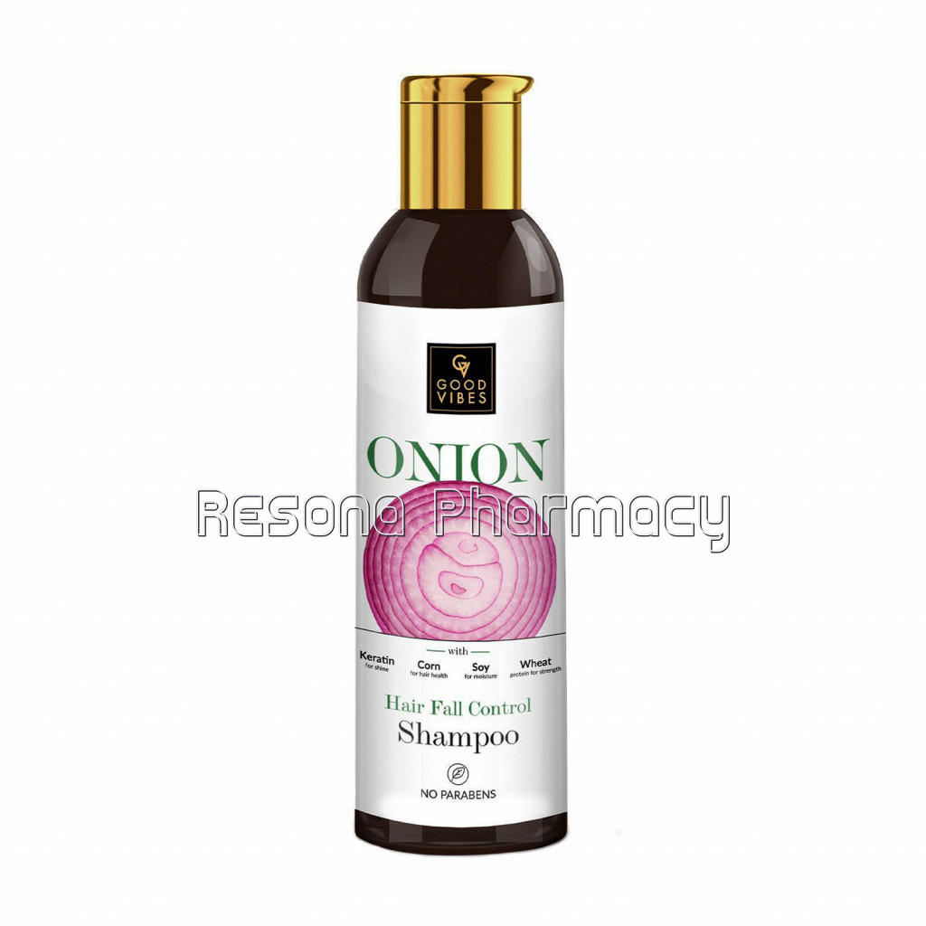 Good Vibes Onion Hairfall Control Shampoo With Keratin For Shine Corn For Hair Health Wheat Protein For Strength and Soy For Moisture (200 Ml)