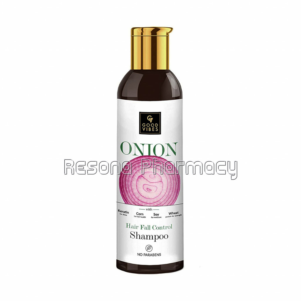 Good Vibes Onion Hairfall Control Shampoo With Keratin For Shine Corn For Hair Health Wheat Protein For Strength and Soy For Moisture 200 Ml Refill Pack