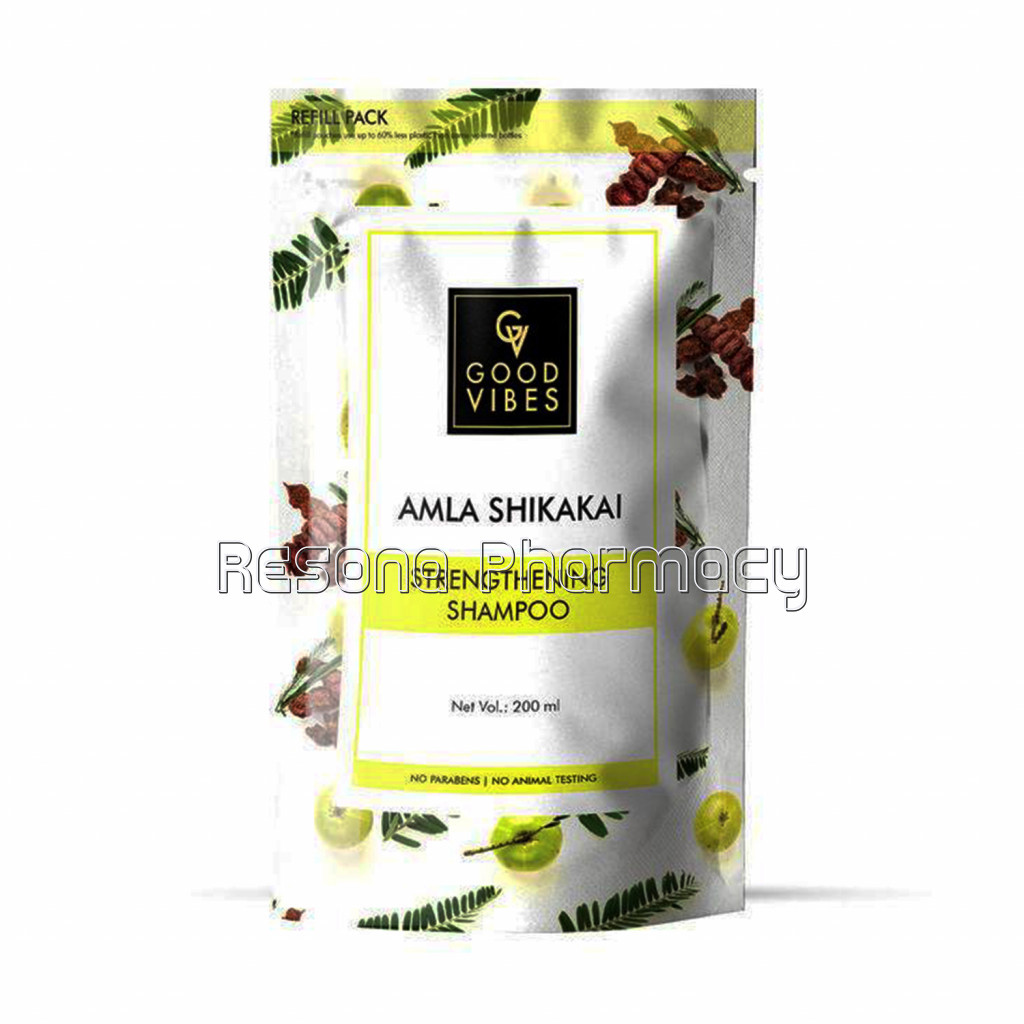 Good Vibes Strengthening Shampoo   Amla Shikakai 200 Ml Refill Pack
