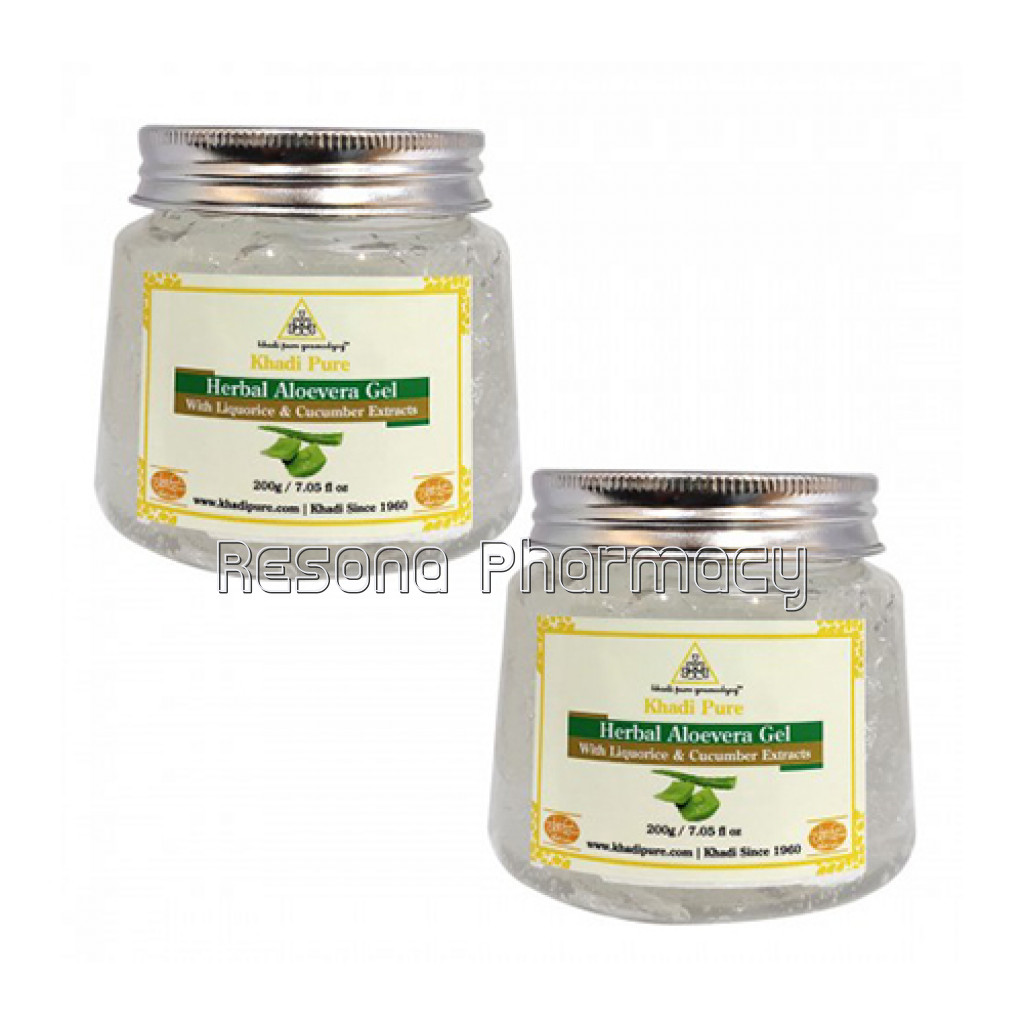 Khadi Pure Herbal Aloevera Gel With Liquorice and Cucumber Extracts (Transparant)   200G (Set Of 2)