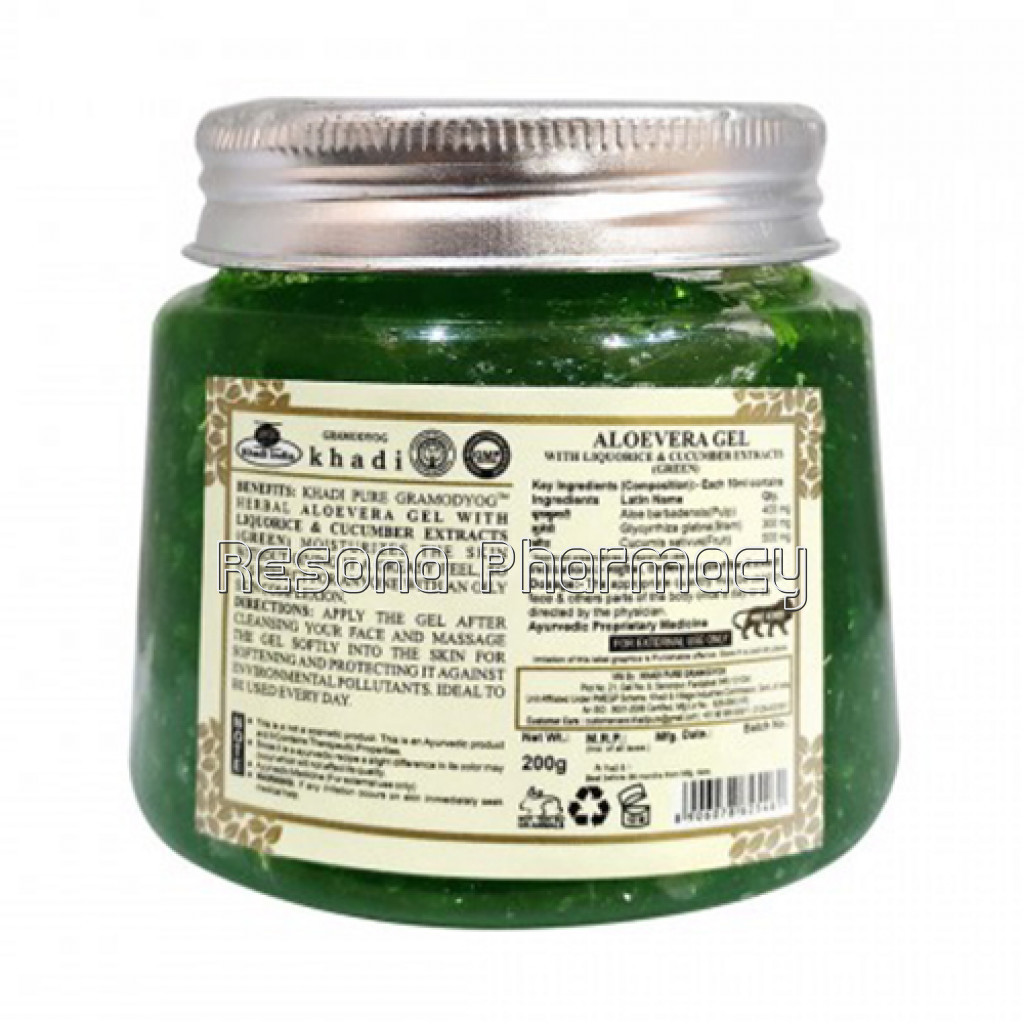 Khadi Pure Herbal Aloevera Gel With Liquorice and Cucumber Extracts (Green)   200G