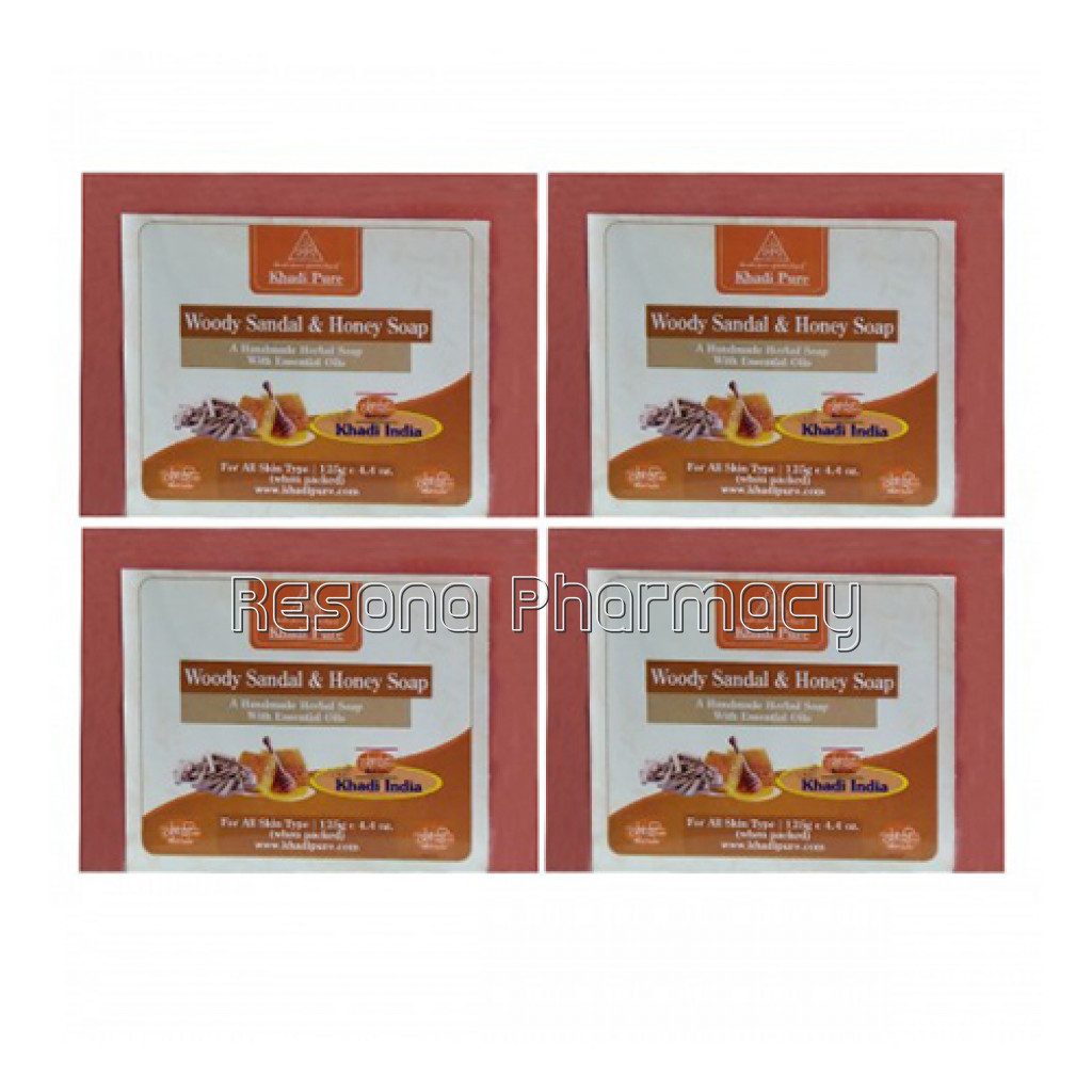 Khadi Pure Herbal Woody Sandal and Honey Soap With Sheabutter   125G (Set Of 4)