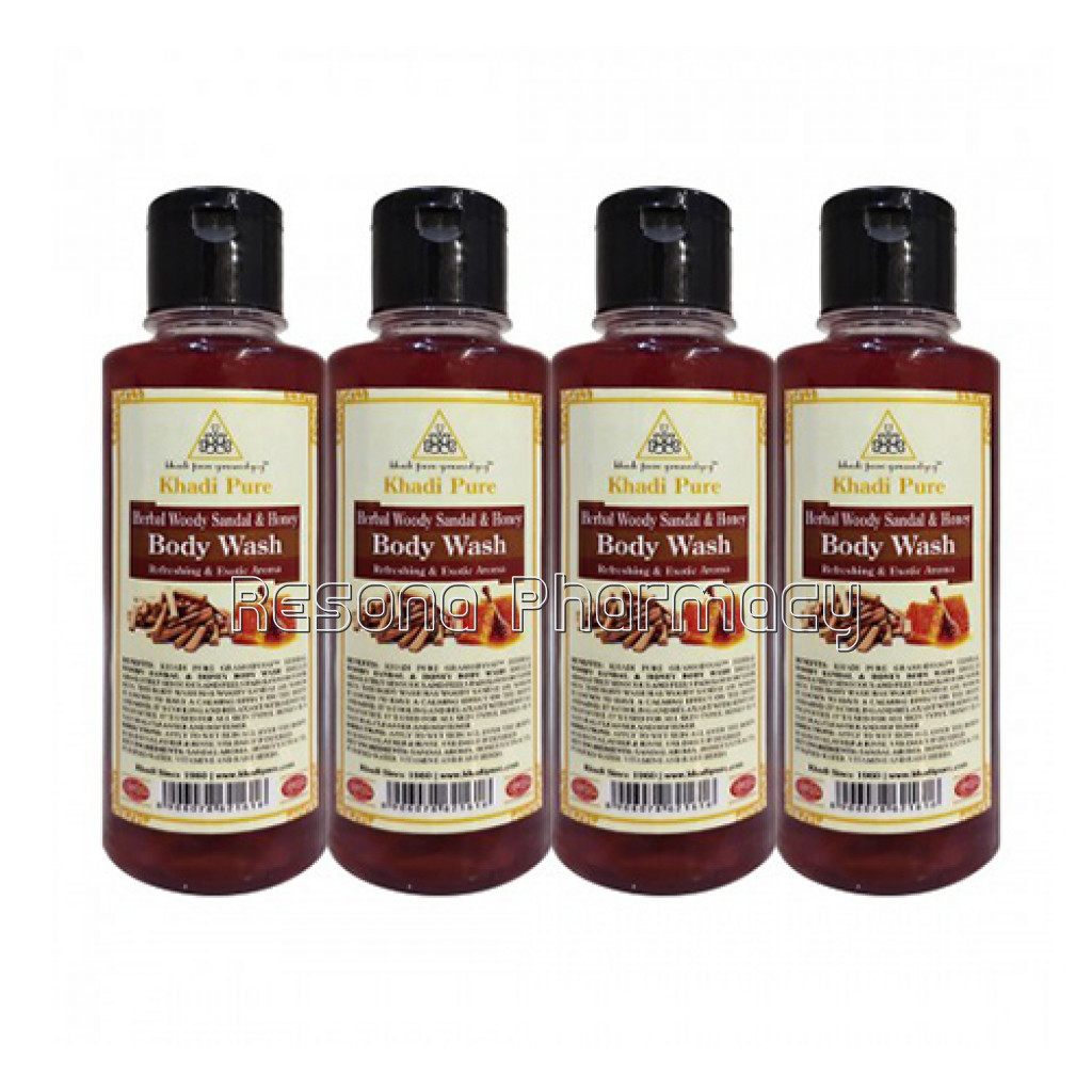 Khadi Pure Herbal Woody Sandal and Honey Body Wash   210Ml (Set Of 4)