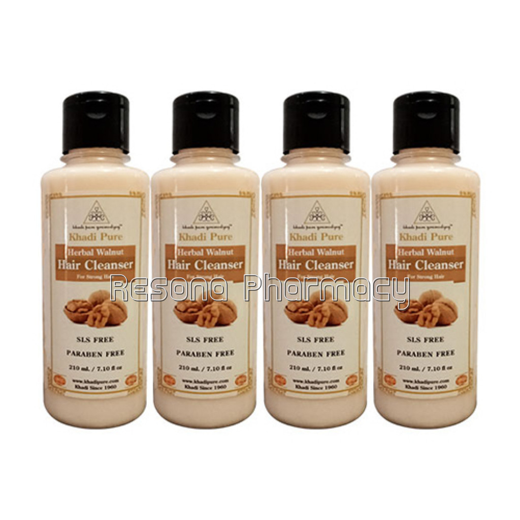 Khadi Pure Herbal Walnut Shampoo Sls Paraben Free   210Ml (Set Of 4)