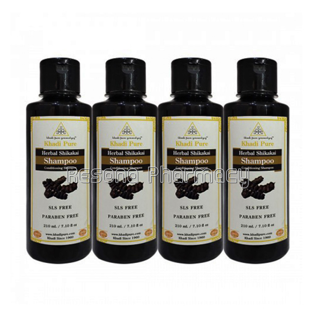 Khadi Pure Herbal Shikakai Shampoo Sls Paraben Free   210Ml (Set Of 4)