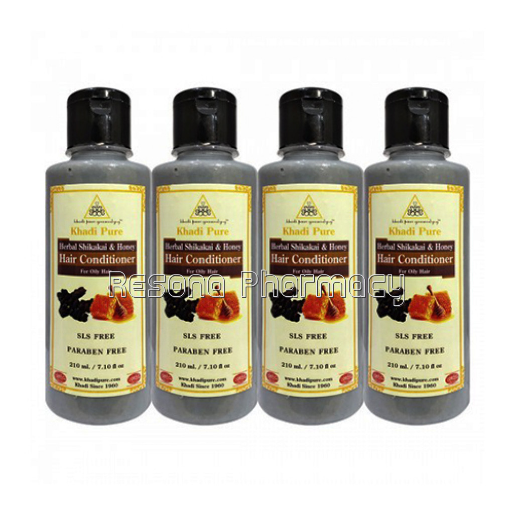 Khadi Pure Herbal Shikakai and Honey Hair Conditioner Sls Paraben Free   210Ml (Set Of 4)