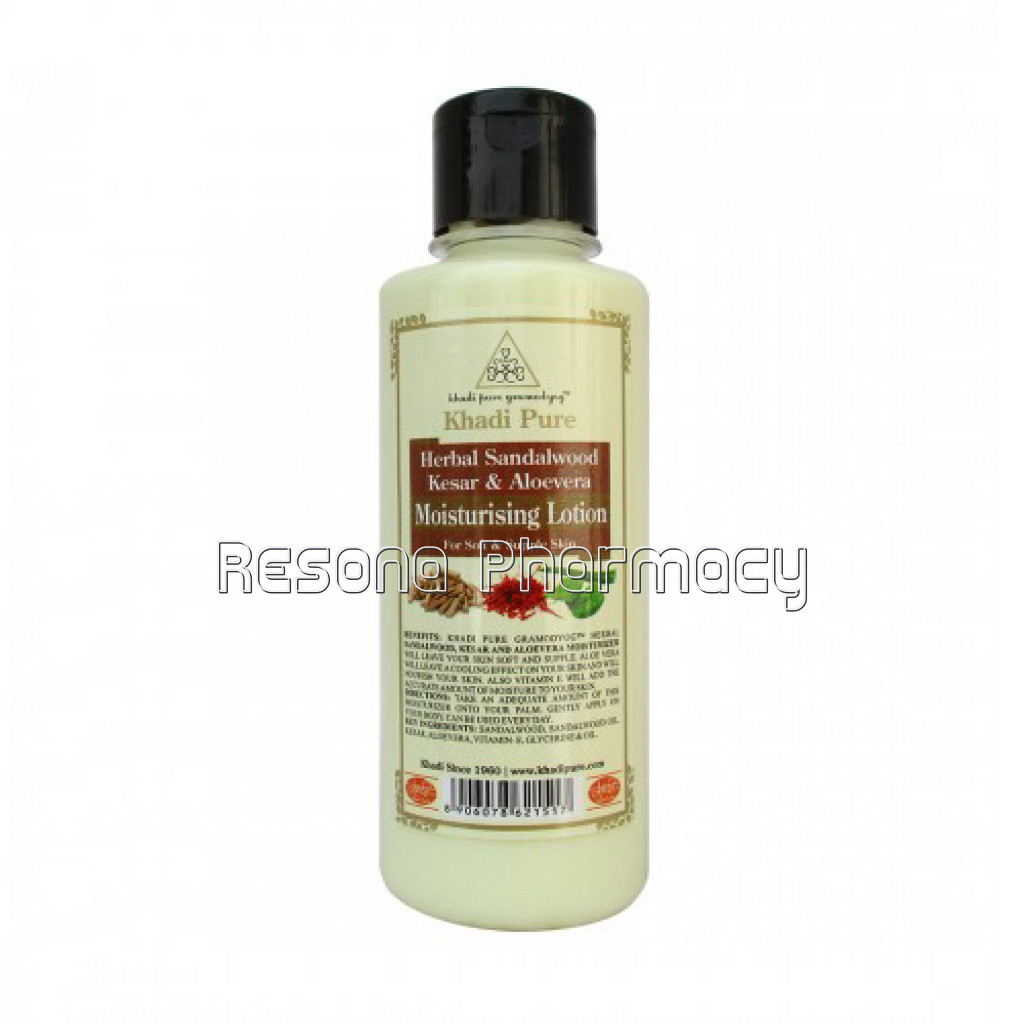 Khadi Pure Herbal Sandalwood, Kesar and Aloevera Moisturising Lotion   210Ml