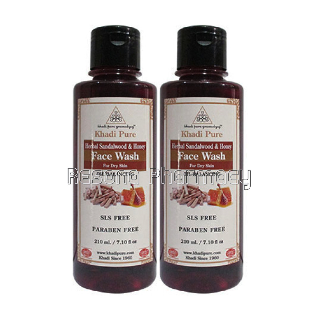 Khadi Pure Herbal Sandalwood and Honey Face Wash Sls Paraben Free   210Ml (Set Of 2)
