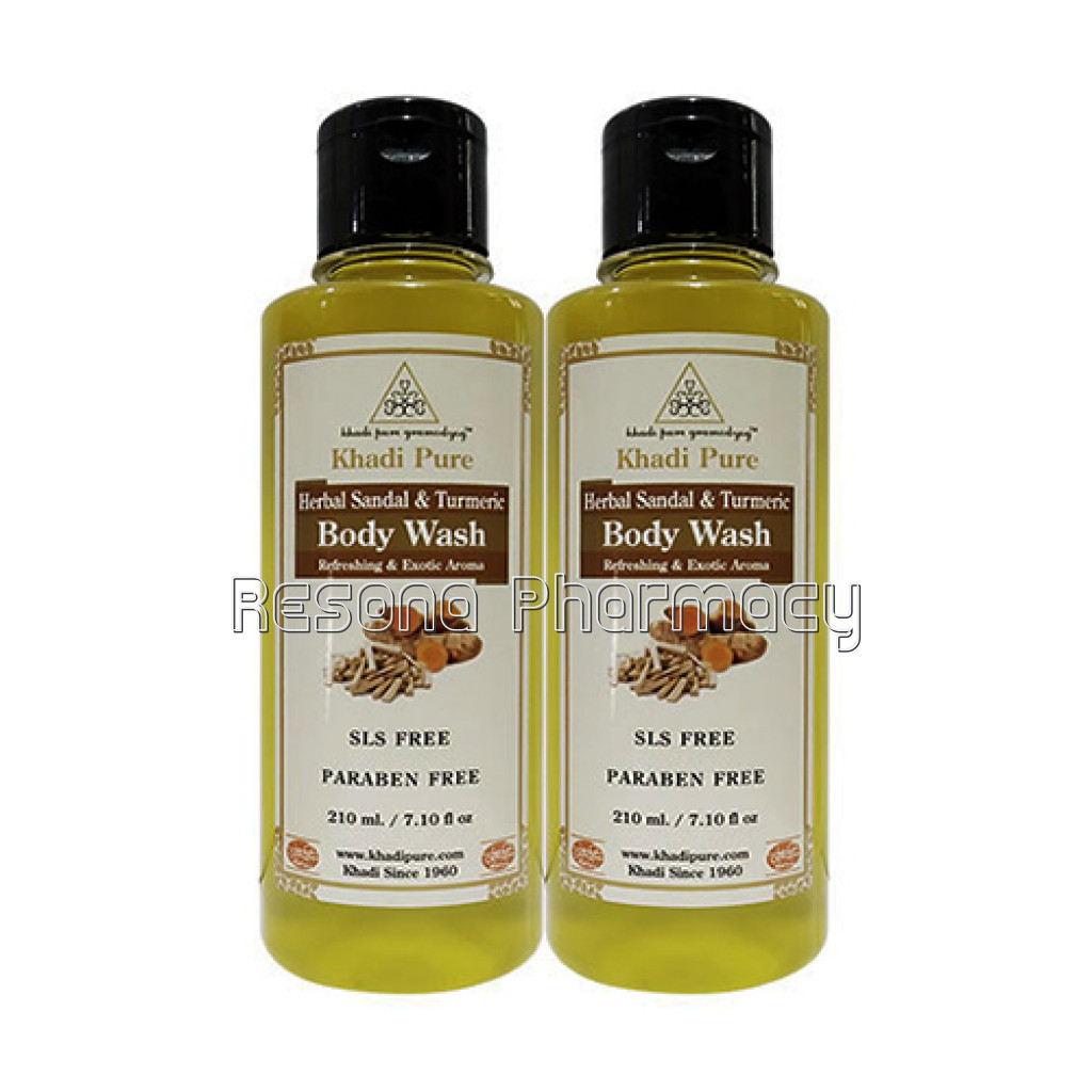 Khadi Pure Herbal Sandal and Turmeric Body Wash Sls Paraben Free   210Ml (Set Of 2)
