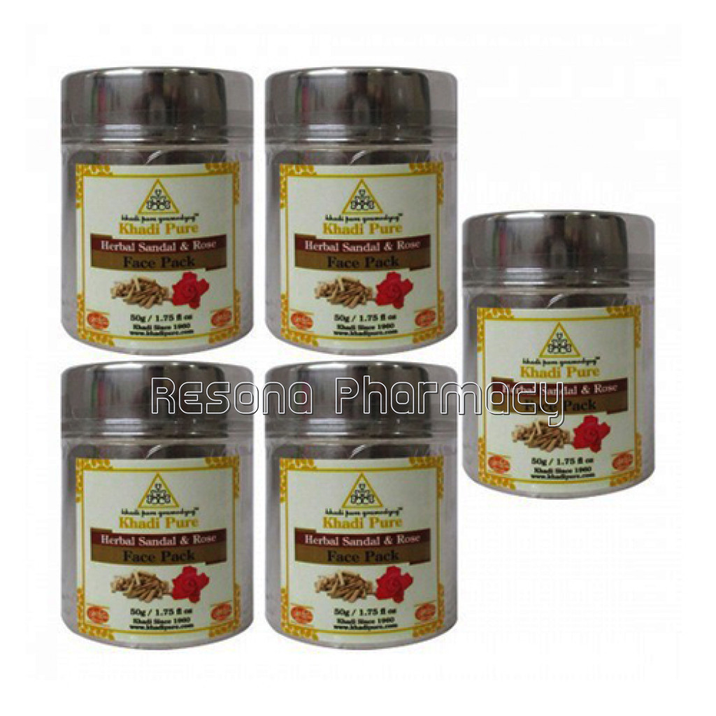 Khadi Pure Herbal Sandal and Rose Face Pack   50G (Set Of 5)