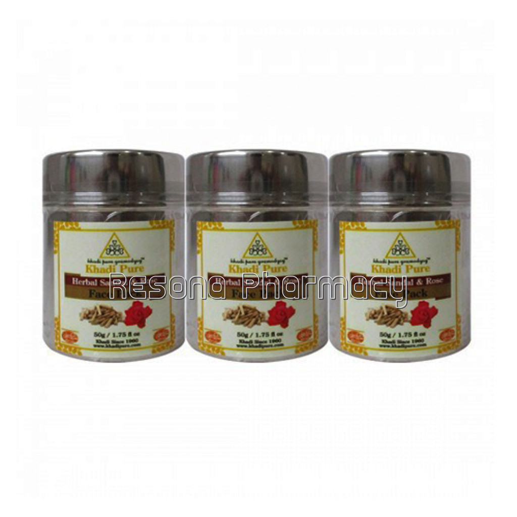 Khadi Pure Herbal Sandal and Rose Face Pack   50G (Set Of 3)