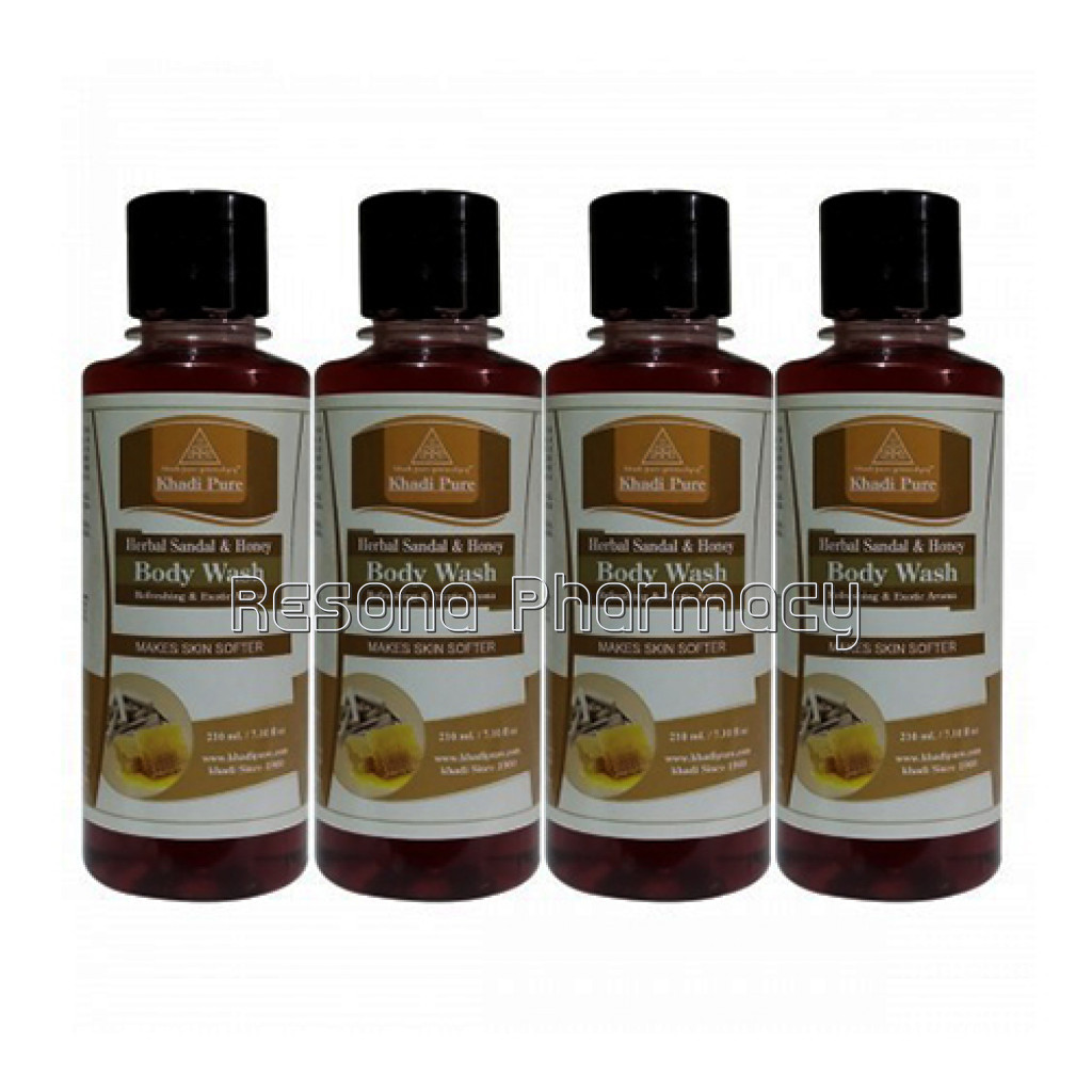 Khadi Pure Herbal Sandal and Honey Body Wash   210Ml (Set Of 4)