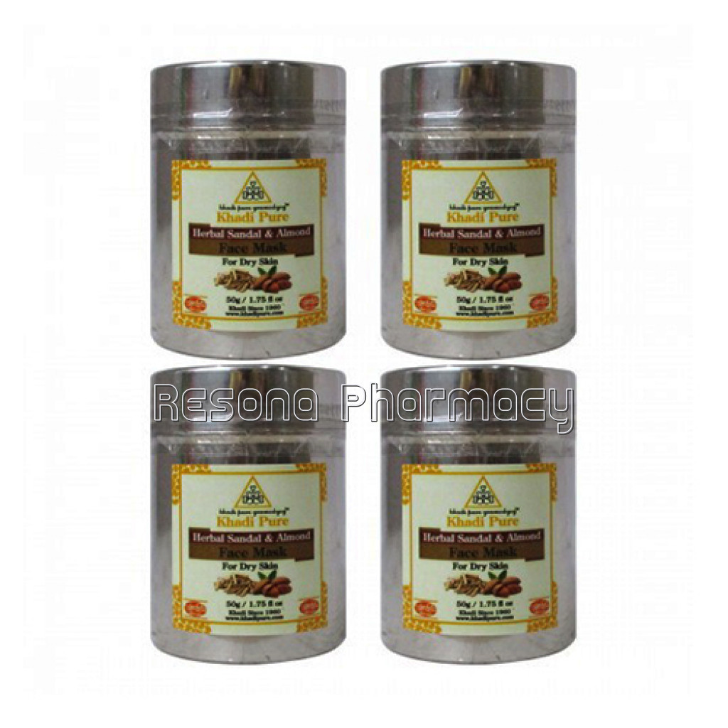Khadi Pure Herbal Sandal and Almond Face Mask (For Dry Skin)   50G (Set Of 4)