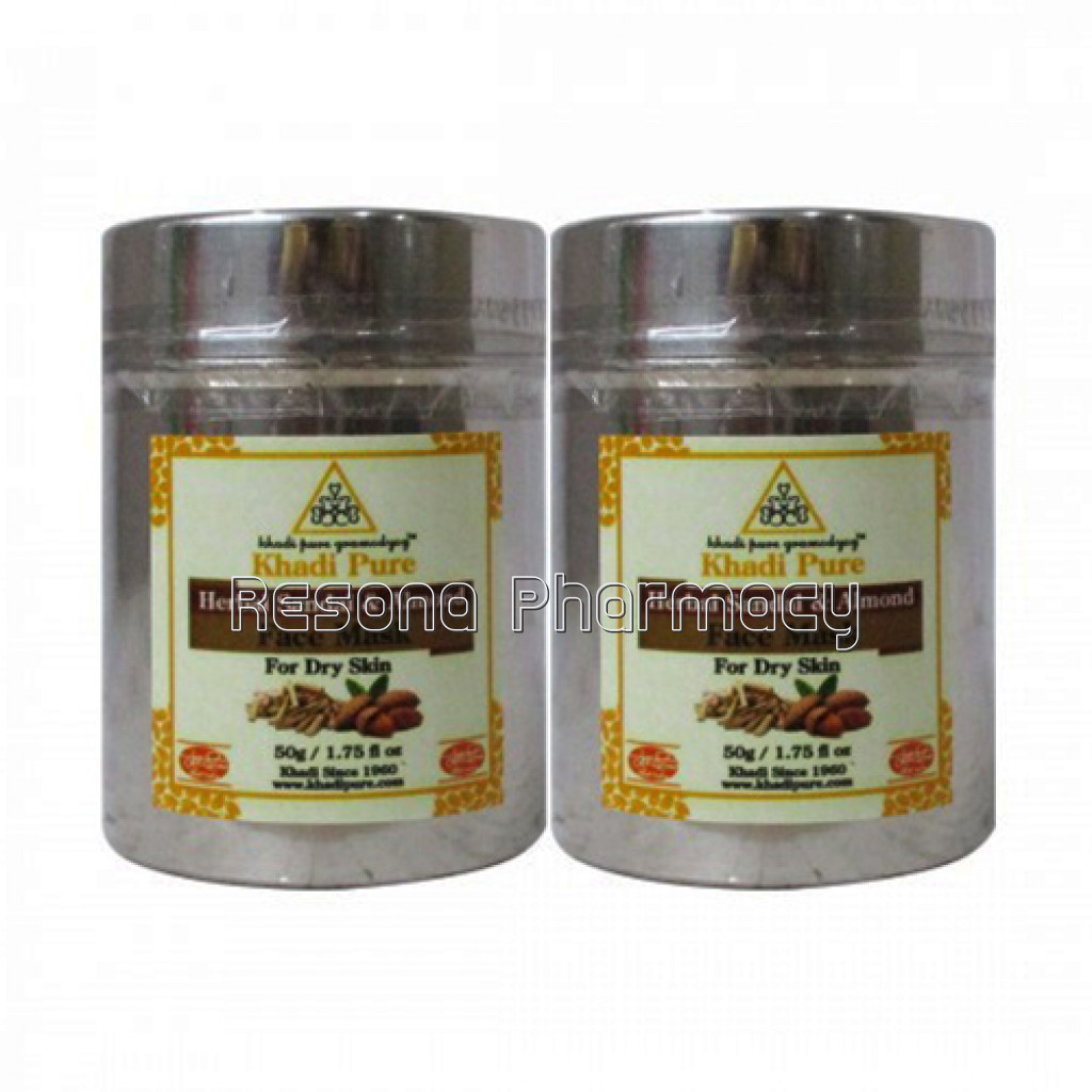 Khadi Pure Herbal Sandal and Almond Face Mask (For Dry Skin)   50G (Set Of 2)