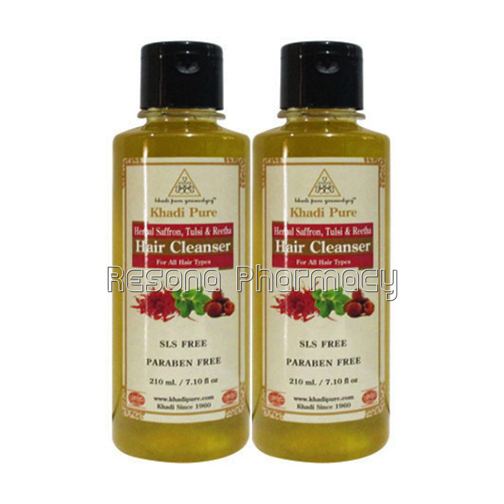 Khadi Pure Herbal Saffron, Tulsi and Reetha Hair Cleanser Sls Paraben Free   210Ml (Set Of 2)