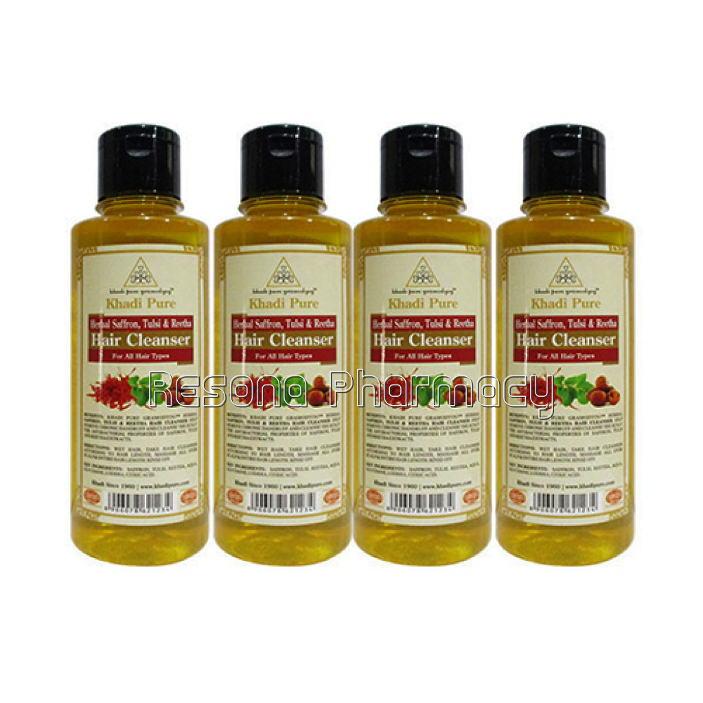 Khadi Pure Herbal Saffron, Tulsi and Reetha Hair Cleanser   210Ml (Set Of 4)