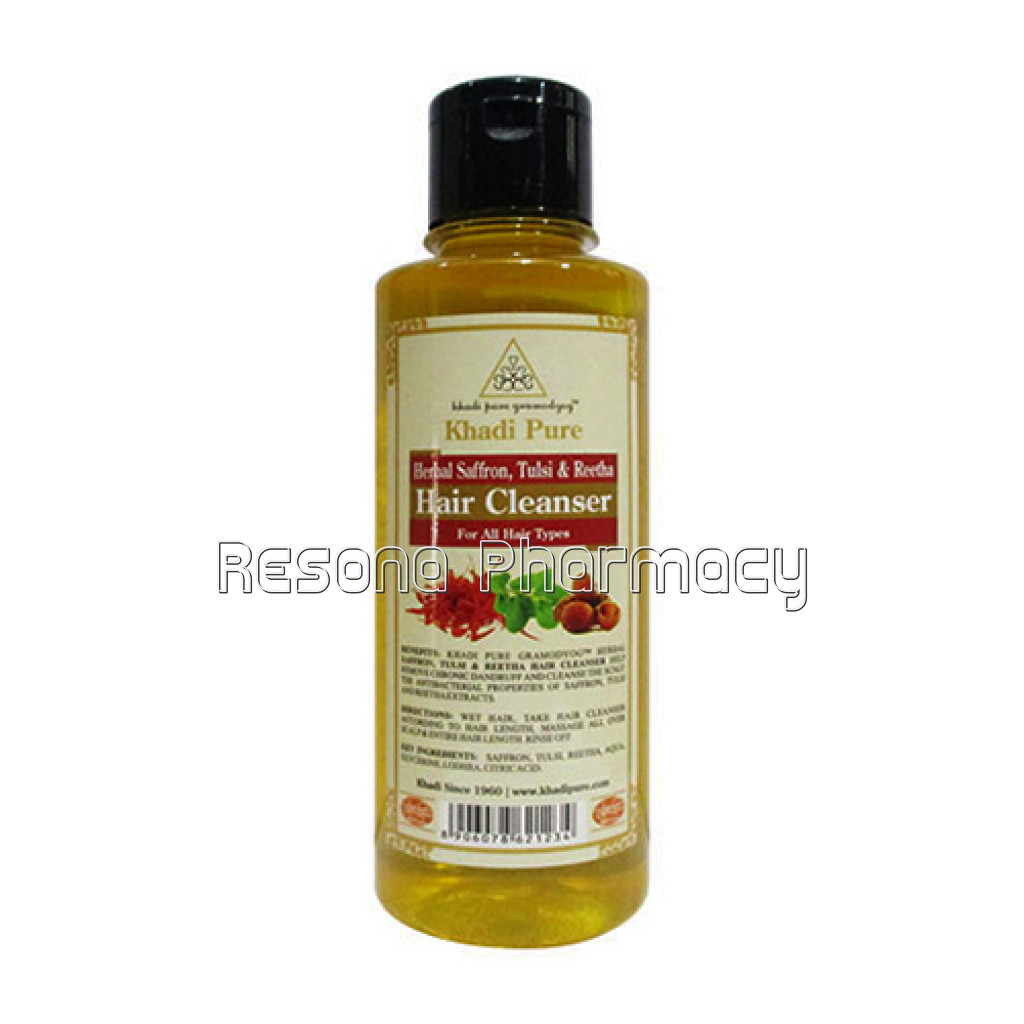 Khadi Pure Herbal Saffron, Tulsi and Reetha Hair Claenser   210Ml