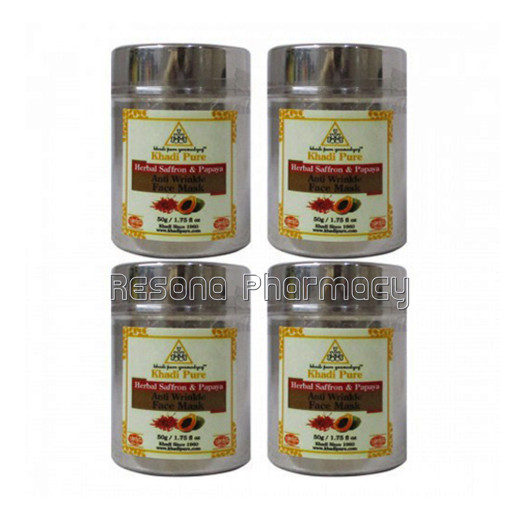 Khadi Pure Herbal Saffron and Papaya Anti Wrinkle Face Pack   50G (Set Of 4)