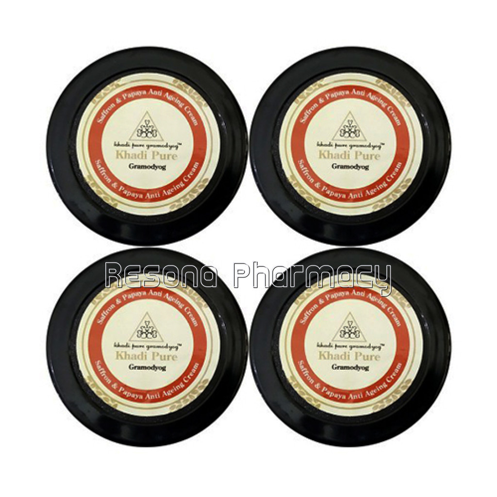 Khadi Pure Herbal Saffron and Papaya Anti Ageing Cream With Sheabutter   50G (Set Of 4)