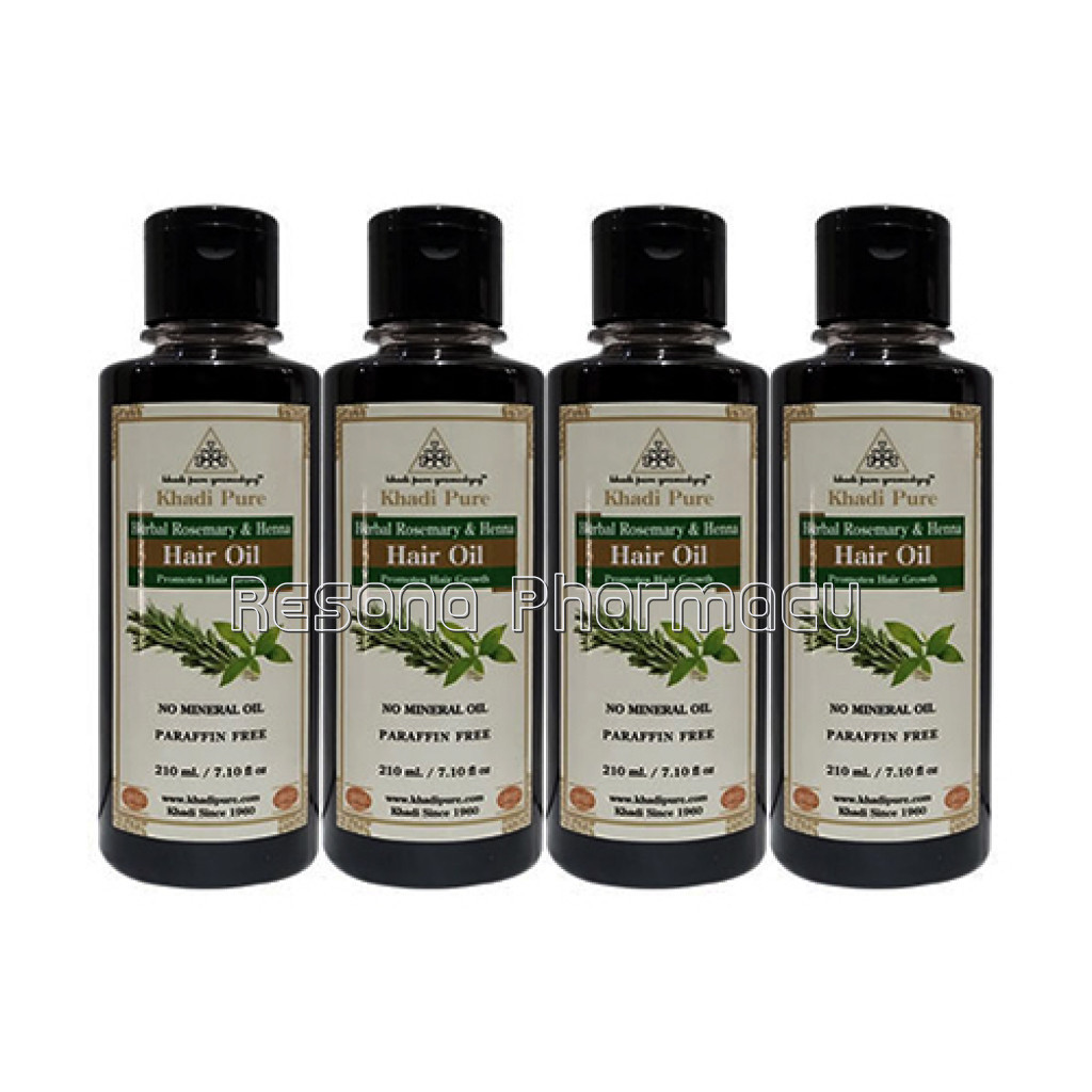 Khadi Pure Herbal Rosemary and Henna Hair Oil   210Ml (Set Of 4)