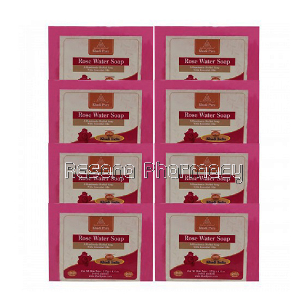 Khadi Pure Herbal Rose Water Soap   125G (Set Of 8)