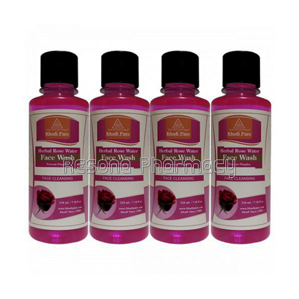 Khadi Pure Herbal Rose Water Face Wash   210Ml (Set Of 4)