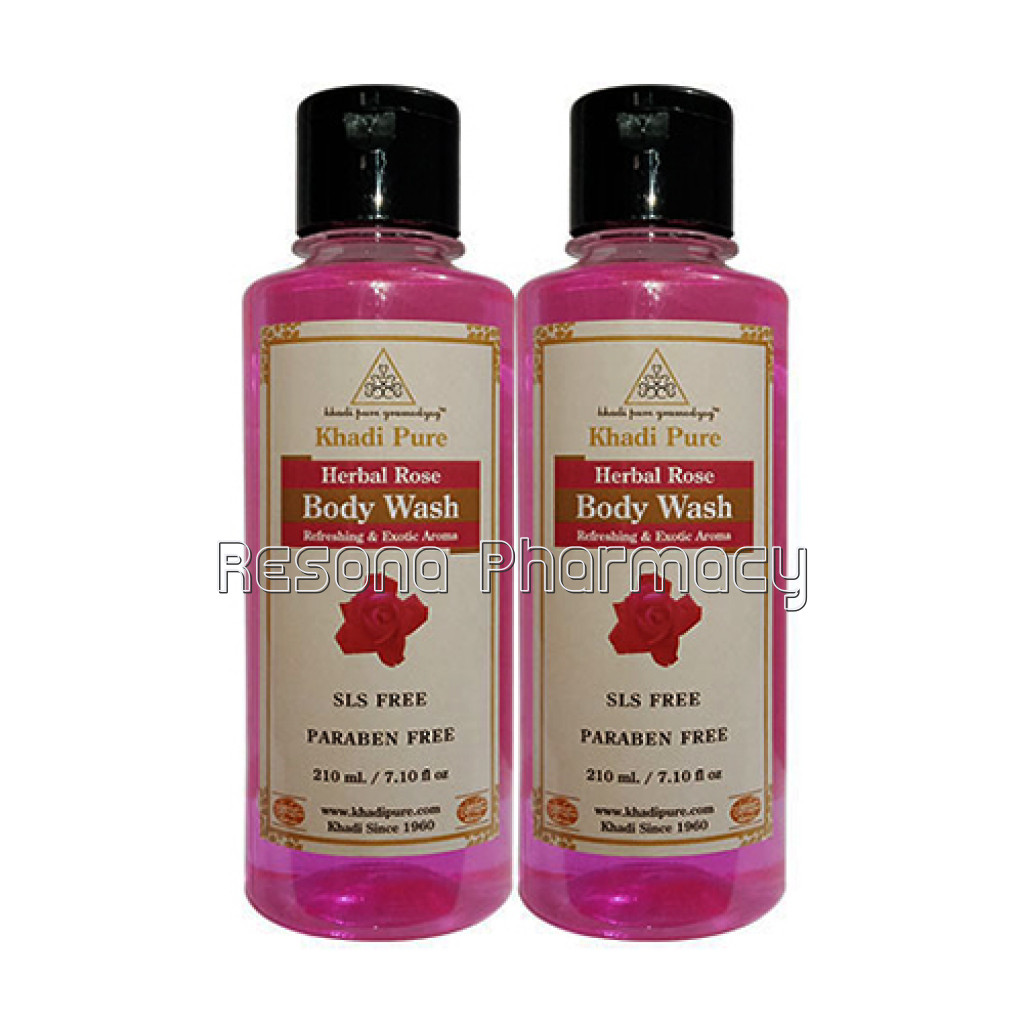 Khadi Pure Herbal Rose Body Wash Sls Paraben Free   210Ml (Set Of 2)