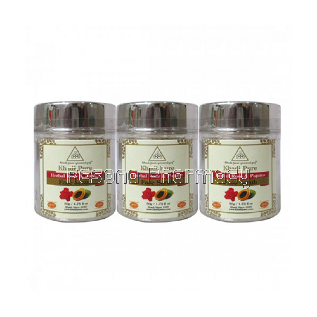 Khadi Pure Herbal Rose and Papaya Face Scrub   50G (Set Of 3)
