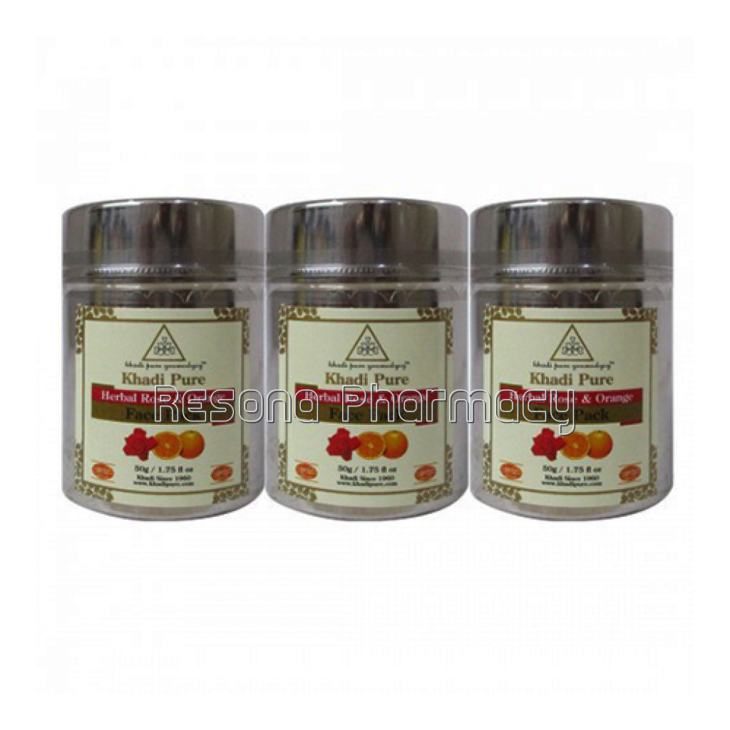 Khadi Pure Herbal Rose and Orange Face Pack   50G (Set Of 3)