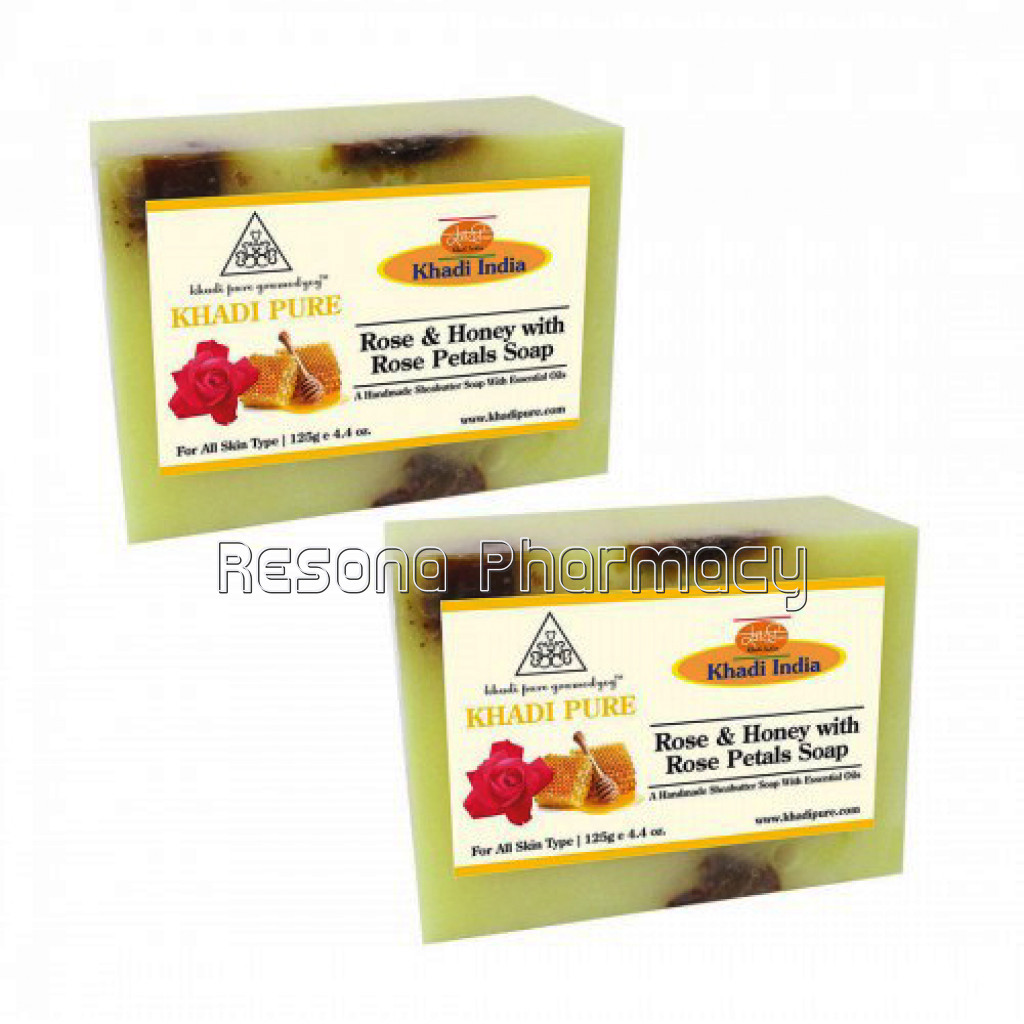 Khadi Pure Herbal Rose and Honey With Rose Petals Soap With Sheabutter   125G (Set Of 2)
