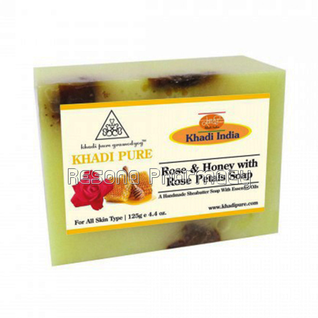 Khadi Pure Herbal Rose and Honey With Rose Petals Soap With Sheabutter   125G