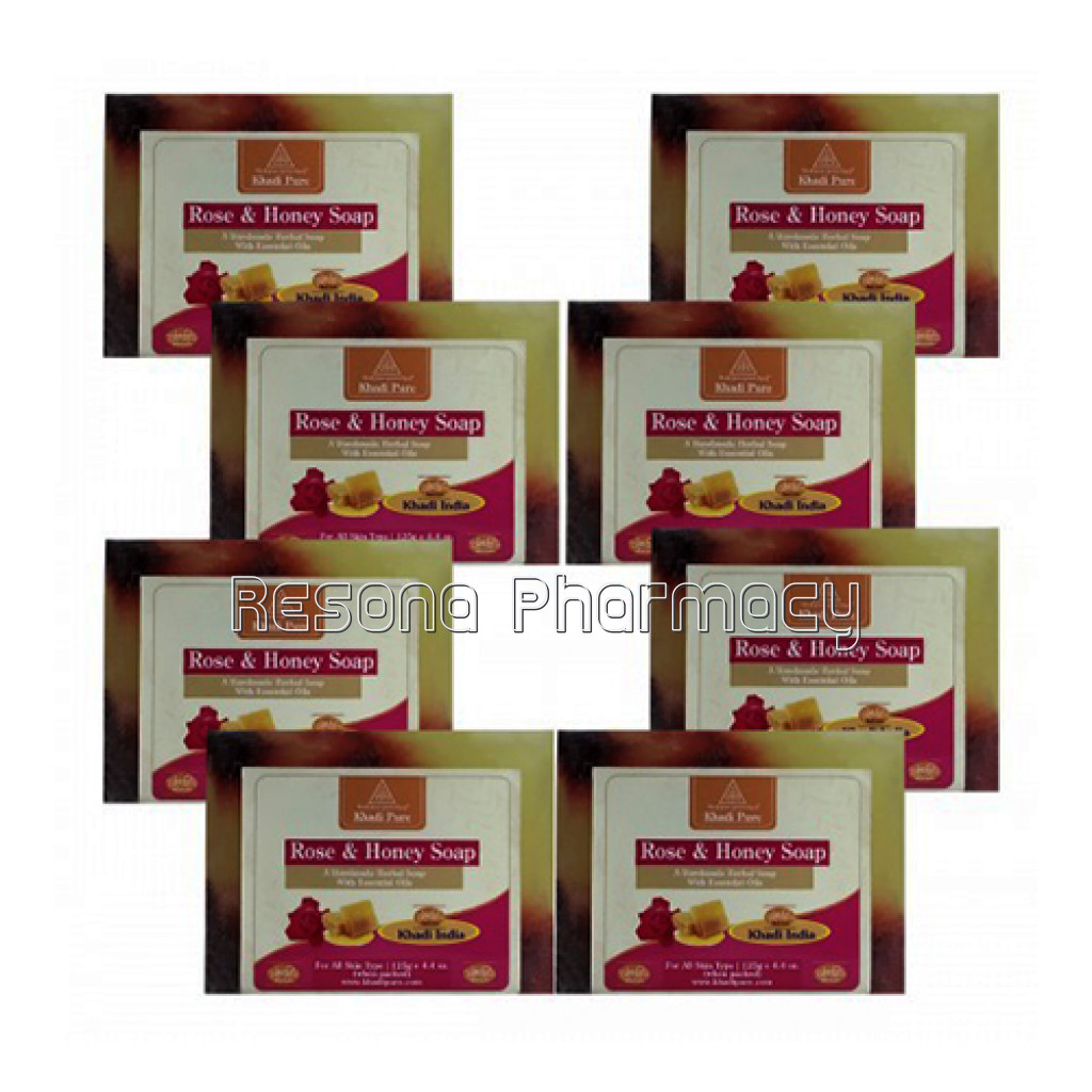 Khadi Pure Herbal Rose and Honey Soap   125G (Set Of 8)
