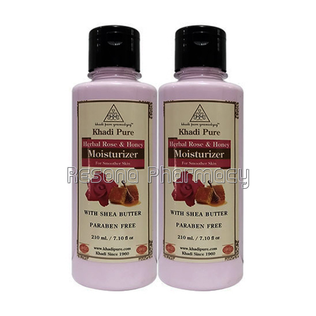 Khadi Pure Herbal Rose and Honey Moisturizer With Sheabutter Sls Paraben Free   210Ml (Set Of 2)