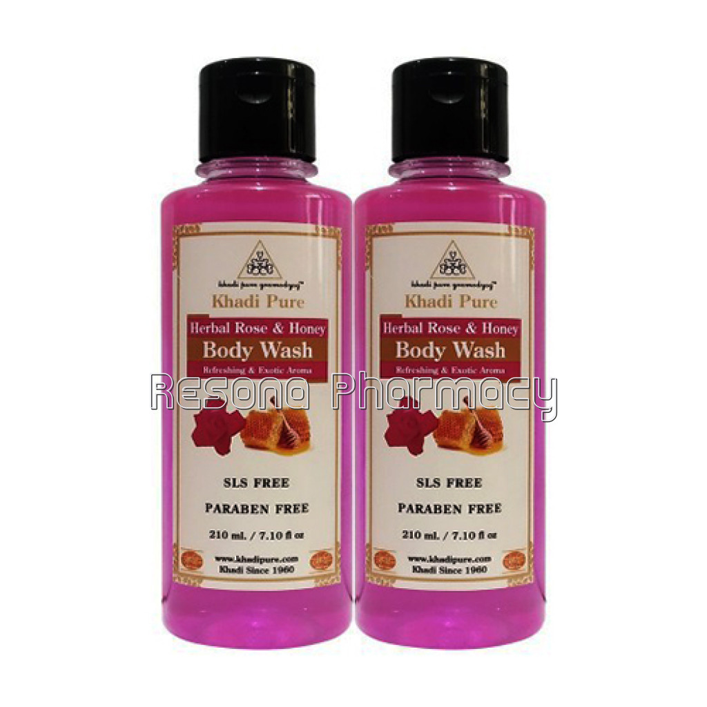 Khadi Pure Herbal Rose and Honey Body Wash Sls Paraben Free   210Ml (Set Of 2)